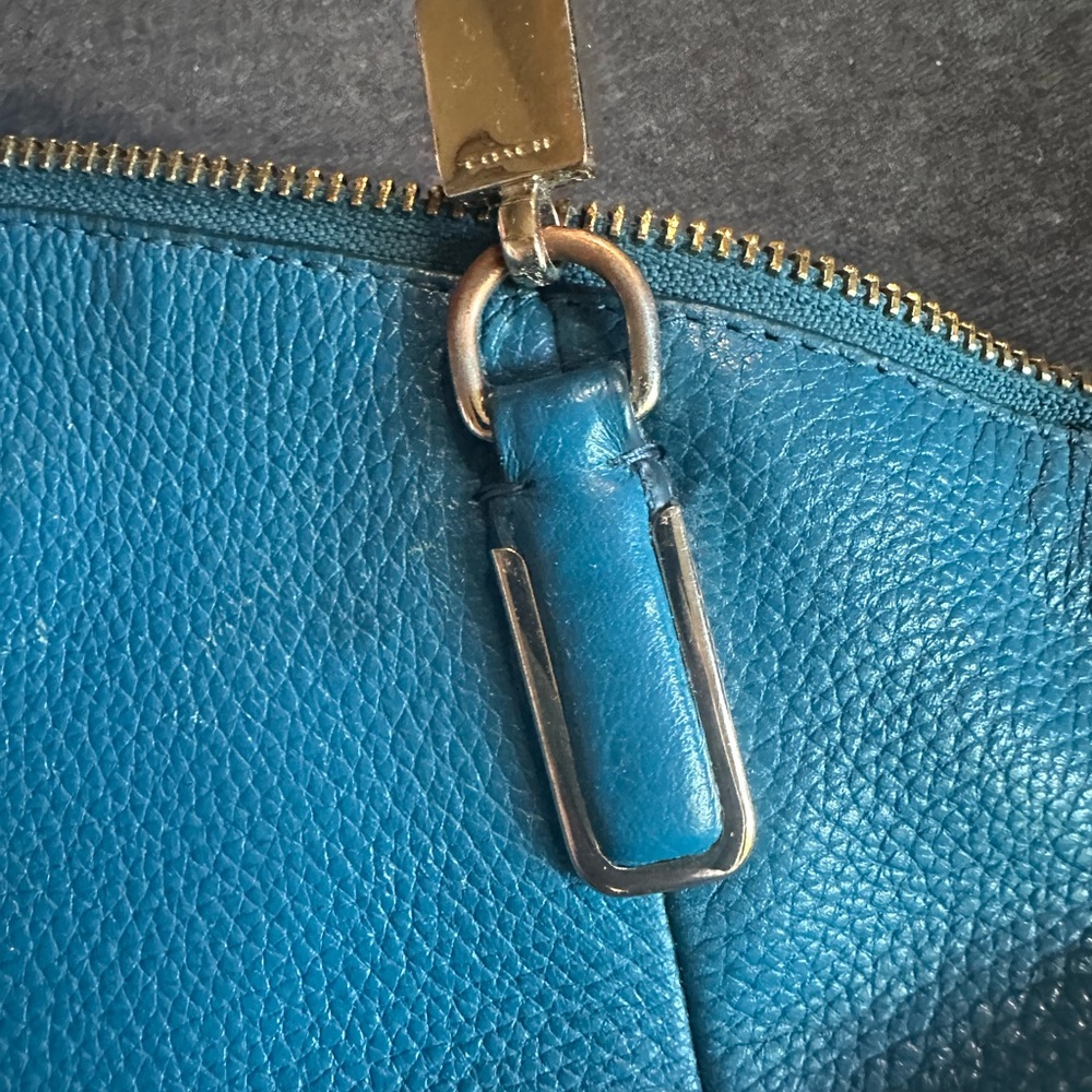 Coach Teal Leather Tote - Picture 7 of 8